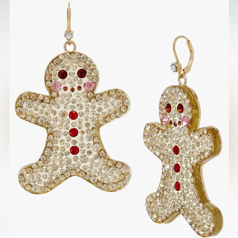 Betsey Johnson Gingerbread Lightweight Dangling Holiday Earrings